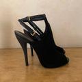 Gucci Shoes | Gucci Jane Open Toe Suede High Heeled Bootie | Color: Black | Size: 12