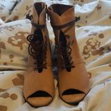 Free People Shoes | Free People Talisman Peep Toe Booties Size 7 | Color: Brown/Tan | Size: 7