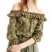 J. Crew Tops | J. Crew Ratti Elephant Off Sholder Ruffle Top Sz 6 | Color: Gold/Green | Size: 6