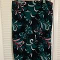 Lularoe Skirts | 3/$30 Lularoe Feather Print Cassie | Color: Black/Green | Size: Xl