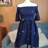 Free People Dresses | Free People Ruched Off Shoulder Dress | Color: Blue | Size: S