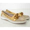 Coach Shoes | Coach Richelle Signature C Jacquard Boat Shoes | Color: Gold/White | Size: 6.5