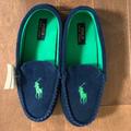 Polo By Ralph Lauren Shoes | Bnwt Ralph Lauren Suede W/ Fleece Lining Slippers | Color: Blue/Green | Size: 7