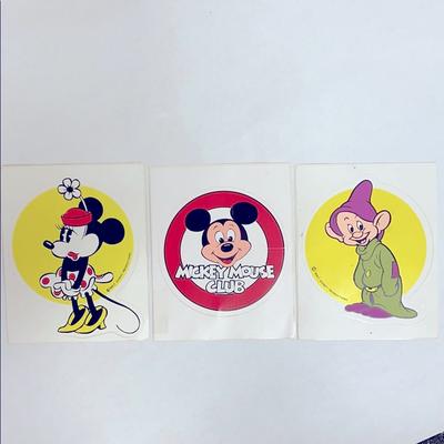 Disney Other | 3 Large Disney Stickers: Mickey, Minnie, & A Dwarf | Color: White/Silver | Size: 3”