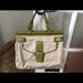 Coach Bags | Coach Canvas And Leather Shoulder Bag | Color: Cream/Green | Size: Os