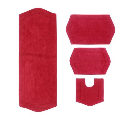 Waterford 4-Pc. Bath Rug Set Blue by Home Weavers Inc in Red (Size 4 RUG SET)
