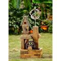 August Grove® Magna Resin/Fiberglass Wood Look Birdhouse w/ Wind Spinner Water Fountain | 48.4 H x 12.2 W x 16.9 D in | Wayfair