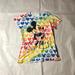Disney Shirts & Tops | Girl’s Rainbow Mickey Mouse And Peace Signs Tee | Color: White | Size: Mg