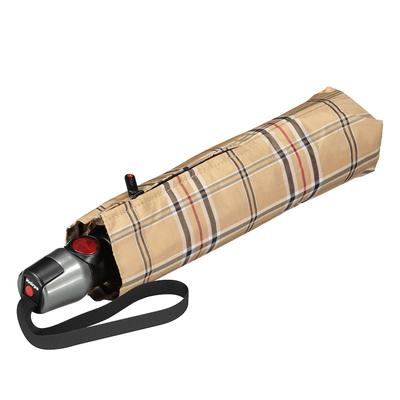 Knirps T.200 Duomatic Taschenschirm 28 cm Check Beige Gold