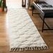 White 96 x 0.79 in Indoor Area Rug - Dakota Fields Janis Geometric Handwoven Flatweave Wool Beige Area Rug Wool | 96 W x 0.79 D in | Wayfair