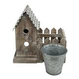 August Grove® Parnag 12.5 in x 12 in x 7 in Birdhouse Wood/Metal in Brown | 12.5 H x 12.25 W x 7 D in | Wayfair 3E55D46457574B53A5F510BE1B850E3C