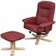 HHG - Fauteuil relax /de relaxation M56 avec pouf, simili-cuir, bordeaux - red