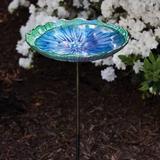 Bay Isle Home™ Scalloped Scalloped Birdbath Glass in Black/Blue/Green | 26.6 H x 11.1 W x 11.1 D in | Wayfair 76DD6C852EA342E9AA1367137C50C2A7