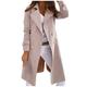 BUKINIE Womens Trench Coat Cardigans Double-Breasted Notched Lapel Midi Wool Blend Pea Coat Blazer Jackets(Pink,Small)