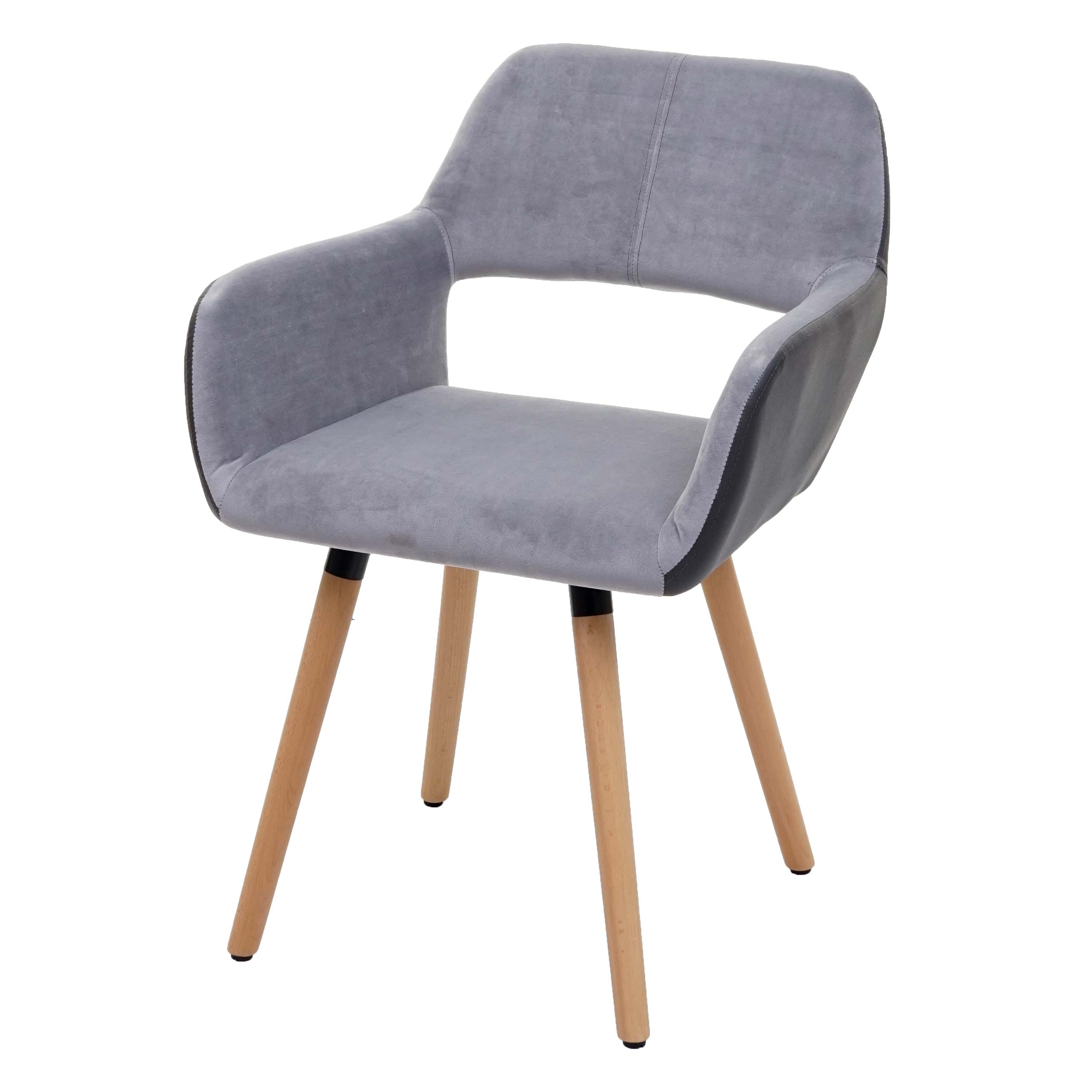 Esszimmerstuhl HWC-A50 II, Stuhl Küchenstuhl, Retro 50er Jahre Design ~ Kunstleder/Stoff, hellgrau, helle Beine