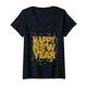 Happy New Year Konfetti Feuerwerk Silvester Party Outfit T-Shirt mit V-Ausschnitt