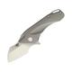 Bestech Knives IMP Tiium Framelock Folding Knife 1.75in Satin Cpm S35Vn SS Blade Gray Titanium Handle Pocket Clip Black Nylon Zippered Storage Case