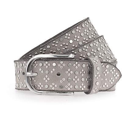 b.belt Nietengürtel Leder 80 cm Grau Damen