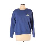 Hanes Sweatshirt: Crew Neck Covered Shoulder Blue Marled Tops - Women's Size Large