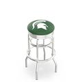 Holland Bar Stool NCAA Bar & Counter Stool Plastic/Acrylic/Leather/Metal/Faux leather in Gray | 30 H x 18 W x 18 D in | Wayfair L7C3C25MichSt