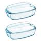 Pyrex Essentials Glass Rectangular Casserole Dish with Lid 6.5L Transparent (Pack of 2)