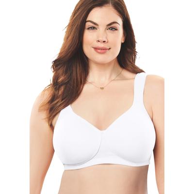 Plus Size Women's Cotton Wireless Lightly Padded T-Shirt Bra by Comfort Choice in White (Size 42 D)