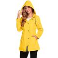 Romanstii Yellow Raincoat for Women Waterproof Jacket Ladies Rains Windbreaker Jackets Zipped Long Hooded Windproof Coats (Yellow, XL)