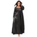 Plus Size Women's The Luxe Satin Long Peignoir Set by Amoureuse in Black (Size 2X) Pajamas