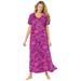 Plus Size Women's Long T-Shirt Lounger by Dreams & Co. in Rich Magenta Butterfly (Size 6X)