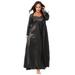 Plus Size Women's The Luxe Satin Long Peignoir Set by Amoureuse in Black (Size L) Pajamas
