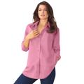 Plus Size Women's Long-Sleeve Kate Big Shirt by Roaman's in Pink Blossom (Size 14 W) Button Down Shirt Blouse