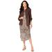 Plus Size Women's Three-Quarter Sleeve Jacket Dress Set with Button Front by Roaman's in Natural Animal Print (Size 14 W)