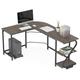 17 Stories Dyri Reversible L-Shape Executive Desk Wood/Metal in Black/Brown/White | 30 H x 68.9 W x 53.15 D in | Wayfair