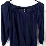 Free People Tops | Free People Navy Blue Off Shoulder Blouse Small | Color: Blue | Size: S