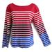 J. Crew Tops | J Crew Pullover Jersey Color Block Stripes Boat Neck Long Sleeve Cotton Slits M | Color: Blue/Red | Size: M