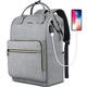 Ytonet Laptop Backpack for Women, Travel Backpack Purse for 15.6 Inch Laptop with USB Charging Port, College School Backpack Bookbag Water Resistant Carry on Bag for Office/Teacher/Work, Grey