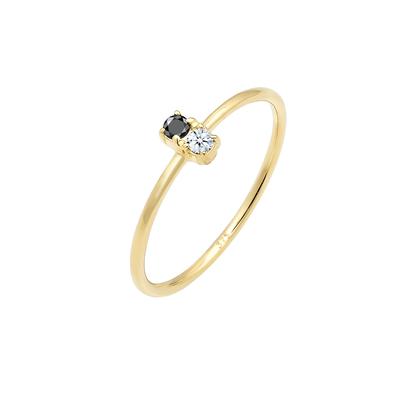 Elli DIAMONDS - Bi-Color Schwarzer Diamant (0.06 ct.) 375 Gelbgold Ringe 1 ct Damen