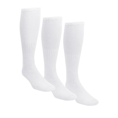 Men's Big & Tall Diabetic Over-the-Calf Extra Wide Socks 3-Pack by KingSize in White (Size L)