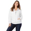 Plus Size Women's Cotton Complete Zip-Up Hoodie by Roaman's in White Denim (Size 14 W) Denim Jacket