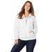 Plus Size Women's Cotton Complete Zip-Up Hoodie by Roaman's in White Denim (Size 14 W) Denim Jacket