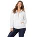 Plus Size Women's Cotton Complete Zip-Up Hoodie by Roaman's in White Denim (Size 18 W) Denim Jacket