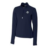 Women's Cutter & Buck Navy Miami Dolphins Traverse Half-Zip Pullover Jacket