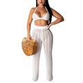 Rela Bota Women Two Piece Outfits Clubwear Hollow Out Bra Top Bikini and Long Pants Beach Cover Up - white - Medium