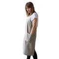 The Prancing Hare 100% Linen Pinafore Apron - Natural Linen Apron for Women - No Ties Japanese Apron with Pockets - Criss Cross Linen Smock (Unbleached Linen)