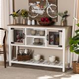 Baxton Studio Deacon Rustic Industrial Farmhouse Weathered Two-Tone White & Oak Brown Finished Wood 2-Door Dining Room Sideboard Buffet - Wholesale Interiors JY18B3018K-Oak-Sideboard