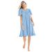 Plus Size Women's Short Floral Print Cotton Gown by Dreams & Co. in Sky Blue Ditsy (Size 3X) Pajamas