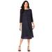 Plus Size Women's Lace Swing Dress by Roaman's in Navy (Size 34/36)