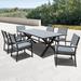 Joss & Main Abby Rectangular 6 - Person 78.74" Long Outdoor Dining Set w/ Cushions Plastic in Black/Brown/Gray | Wayfair