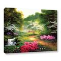 Winston Porter 'Barn Path In Spring' - Painting Print on Canvas Metal in Green/Pink | 24 H x 32 W x 2 D in | Wayfair