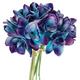 Lily Garden Artificial Flowers Purple Turquoise Orchid Stem Real Touch Flowers Set of 12 Stems